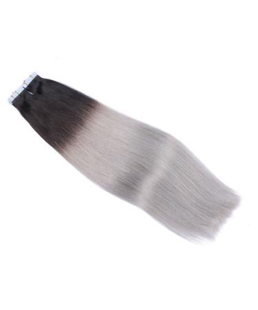 Buy 100% Remy Real Hair Tape In Extensions - #1B/Silver Ombre - 40cm - 50 Bricks - Tresse by Novon Hair Extensions - Buy Online on GoSupps.com