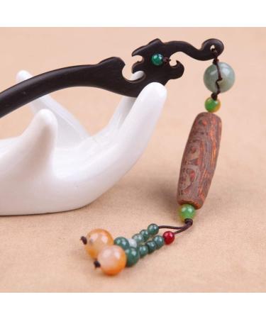 Wooden Hair Sticks - Retro Asian Hair Forks & Distressed Bodhi Pearls | Ethnic Jewelry Accessories for Long Hair - Buy Online on GoSupps.com