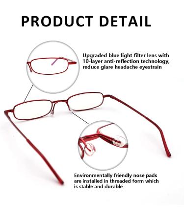 Shop 2-Pack Blue Light Blocking Reading Glasses for Women - Compact Slim Pocket Readers +2.50 Diopters with Spring Hinge & Portable Pen Clip Case - Buy Online on GoSupps.com