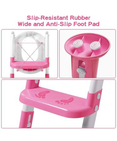 Potty Training Seat with Step Stool Ladder  Potty Training Toilet Seat for Boys Girls Kids Toddlers  Soft Cushion  Safety Handle  Anti-slip Step Pads  Baby Toddler Potty Seat for Toilet Baby Pink - Buy Online on GoSupps.com