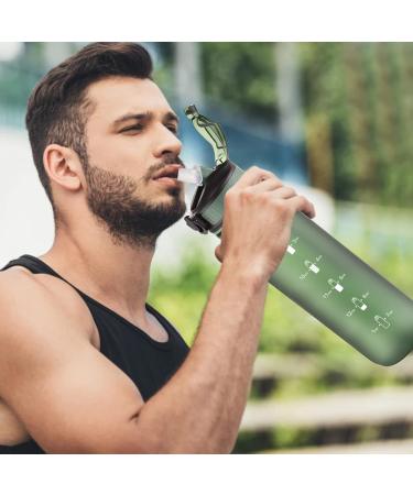 Navue 1L Sports Water Bottle with Straw & Time Markings - BPA-Free Tritan for Fitness Cycling Camping & Running - Pink Blue & Dark Green Options - Buy Online on GoSupps.com