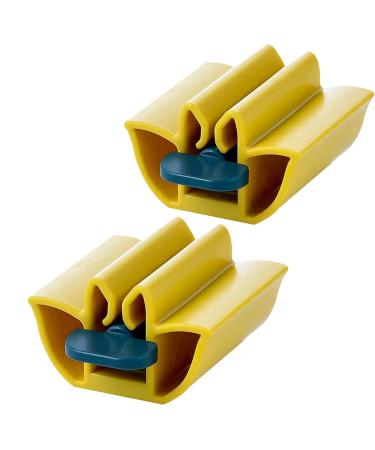 A&H Zhier 2 Pack Plastic Toothpaste Squeezer,Square Toothpaste Tube Squeezer,Rolling Tooth Pastetooth Squeezer, Manual Tube Cleanser Saver, Tube Stand up Storage Holder, Color Quantitative Squeezer Yellow