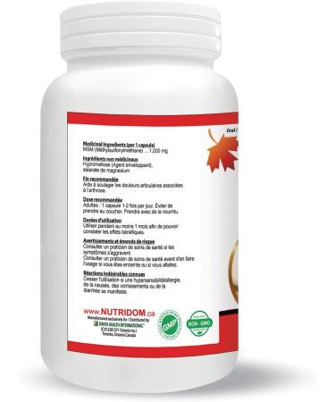 Nutridom MSM 1 000mg Supports Joint Health Methylsulfonylmethane Supplement Non-GMO Vegan Gluten-Free Dairy & Soy Free (120 Veggie Capsules) - Buy Online on GoSupps.com
