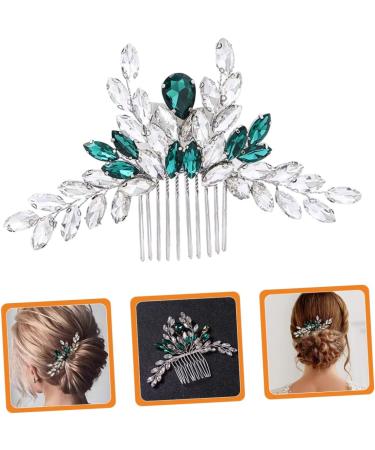 Ipetboom Bridal Comb Crystal Hair Comb Hair Side Flower Hair Combs Green Rhinestone Hair Clip Crystal Headpiece Styling Hair Clips Alloy Western Style Accessories Dinner Party - Buy Online on GoSupps.com