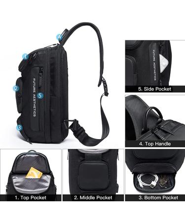 BANGE Waterproof Men's Chest Bag Crossbody Sling Backpack - Black (3 Pockets) - Buy Online on GoSupps.com