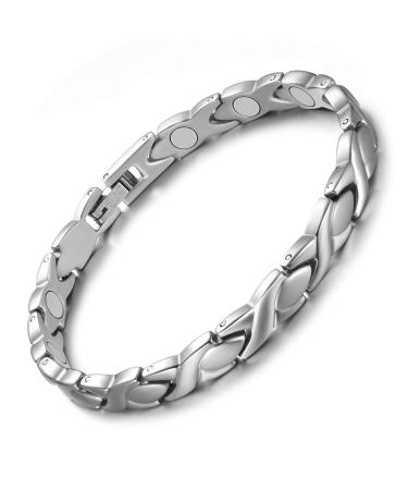 Jeracol Titanium Magnetic Bracelets for Women Bracelets Titanium Magnetic Brazaletes with 3500 Gauss Magnets Adjustable Wristband with Removal Tool & Jewellry Gift Box Silver - Buy Online on GoSupps.com
