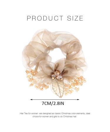 Brinie Champagne Flower Hair Scrunchies - Handmade Bead & Rhinestone Hair Ties for Women & Girls - Buy Online on GoSupps.com