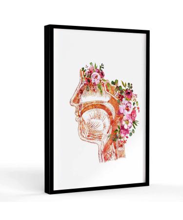 inspirational wall art for medical office Respiratory system watercolor Nose Mouth Throat Larynx function medical art Watercolor wall art home 16 X 24 Inch Framed Modern Canvas Wall Art Black 2 16 X 24 Inch