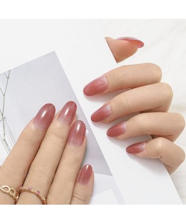 Sethexy Ballerina False Fingernails - Pink Glossy Ombre Acrylic Press-On Nail Tips (24pcs) | Geometric Nail Art for Perfect Manicure - Buy Online on GoSupps.com