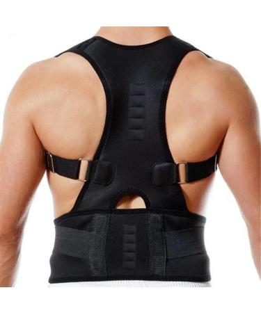 Adjustable Back Posture Male Female Magnetic Support Nylon Elastic Brace Belt Home Office Sport Neck Brace black XXL