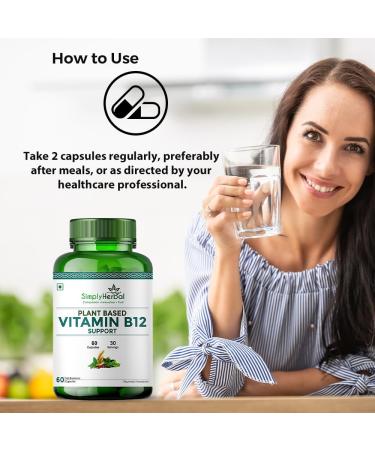Simply Herbal Plant Based Vitamin B12 Capsules Support Brain Function & Nervous System Health for Men & Women (60 Capsules) - Buy Online on GoSupps.com