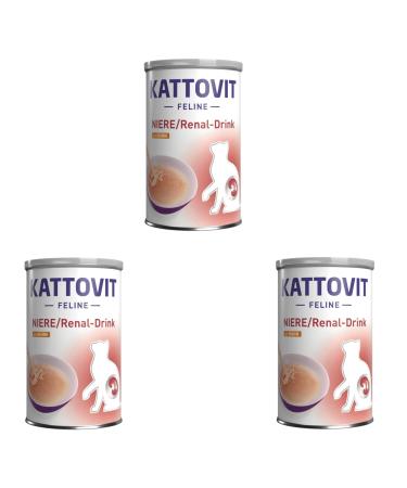 Kattovit Niere/Renal-Drink Chicken | Pack of 3 | 3 x 135 ML | Complementary food for adult cats | Meat pieces with chicken | to support kidney function