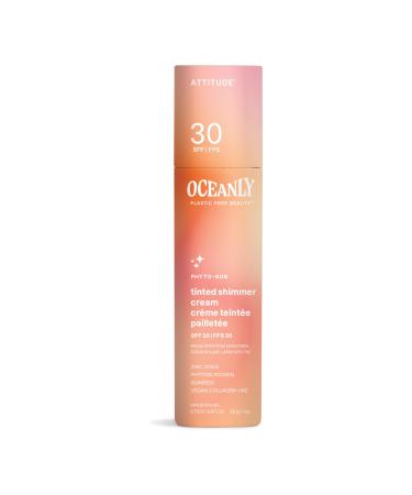 ATTITUDE Oceanly Tinted Shimmer Face Cream Stick with SPF 30 EWG Verified Plastic-Free Broad Spectrum UVA/UVB Protection with Zinc Oxide Universal Tint Unscented 1 Ounce 1 Ounce (Pack of 1)