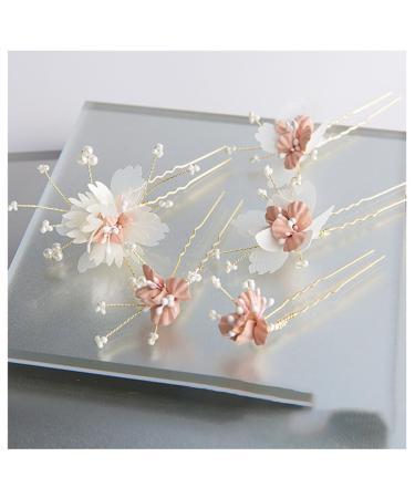 IYOU Flower Girl Headpiece Pink Floral Hair Pins Communion Bridal Wedding Hair Accessories for Girls