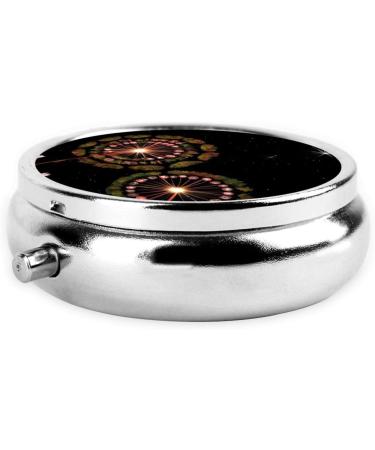 Starry Dandelion Round Pill Box | 3 Compartment Portable Organizer for Purse & Pocket | Travel-Friendly Medical Case - Buy Online on GoSupps.com