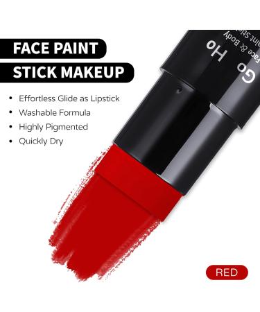 Go Ho Water Based Red Face Paint Stick 1.06 Oz - Non-toxic Cream Body Paint for Adults & Kids - Washable Full-coverage Makeup Stick for Theater, Halloween, SFX & Cosplay - Buy Online on GoSupps.com
