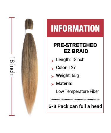 Pre Stretched Braiding Hair 18 Inch 8 Pack Kanekalon Crochet Yaki Extension T27 - Buy Online on GoSupps.com