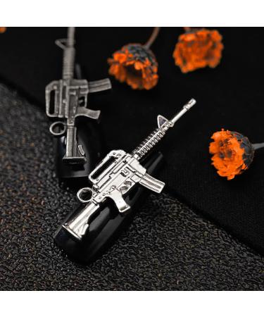 3D Metal Gun Nail Charms Set - Retro Silver Weapon Design - DIY Nail Art Accessories - Buy Online on GoSupps.com