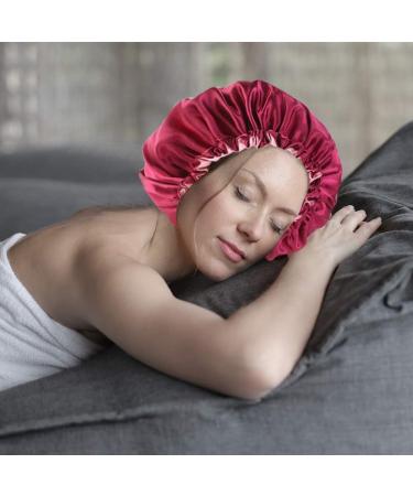 UOWAN 3 PCS Satin Bonnet Sleep Cap Set - Extra Large Double Layer Reversible Adjustable Satin Cap for Natural Curly Hair - Women's Silk Satin Hair Bonnet for Sleeping - Buy Online on GoSupps.com