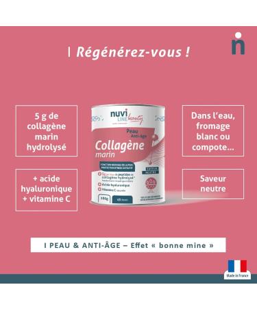Nuviline Beauty Anti-Aging Marine Collagen Hydrolyzed Collagen Powder Hyaluronic Acid + Organic Vitamin C Oxidative Stress Protection Premium Quality Made in France 280 g (45 Doses) - Buy Online on GoSupps.com