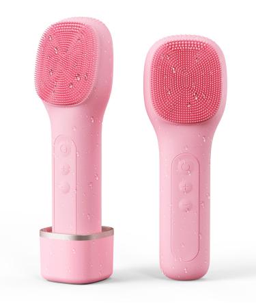 Electric Facial Cleansing Brush - CareYou Face Scrubber for Women  Rechargeable Silicone Face Brushes for Deep Cleansing and Exfoliating  40 Days Long-Last  Heating Mode  IPX7 Waterproof - Pink