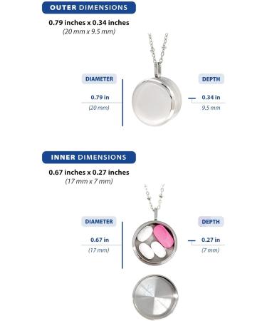 Round Pill Locket Necklace | Secure Closure Pill Box Jewelry for Nitroglycerin & Keepsakes - 26" Silver - Buy Online on GoSupps.com