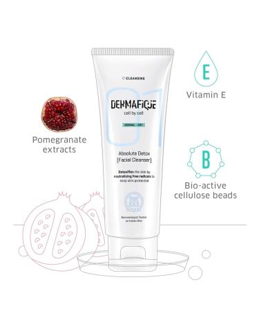 Absolute Detox Facial Cleanser 100ml with Bio-Active Cellulose Beads Face Wash Enriched with Vitamin E & Pomegranate Extracts | Soap Paraben & Alcohol Free | Dermatologist Tested Face Cleanser - Buy Online on GoSupps.com