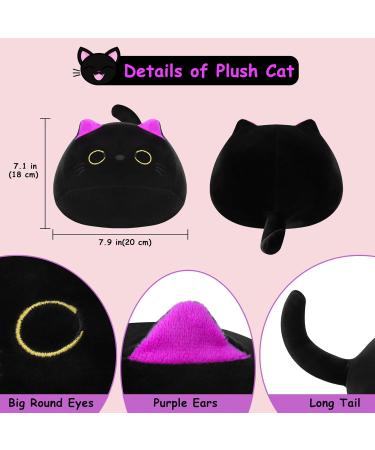 Kawaii Black Cat Plush Stuffed Toy - Chubby Cat Pillow for Home Decoration - 7.9 inch (20cm) - Buy Online on GoSupps.com