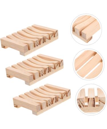 Amosfun 15 Pcs Wooden Soap Dish Sponge Holder Wood Trays Wooden Soap Holder Travel Soap Natural Sink Soap Holder Wood Bracket Soundbar Bracket Shower Soap Dish Hollow Three Piece Suit - Buy Online on GoSupps.com