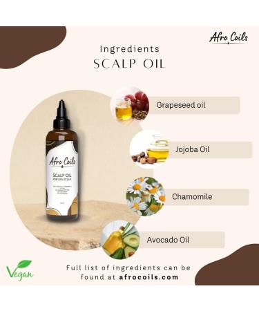 Scalp Oil for Dry Itchy Scalp by Afro Coils Daily Scalp Oil Vegan Friendly Oil with Grapeseed Oil with Chamomile With Lavendar Oil with Natural Oils - Buy Online on GoSupps.com