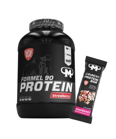3kg Mammut Formula 90 Protein Protein Shake - Set (Strawberry + Protein Bar (Raspberry)) Strawberry + Protein Bar (Raspberry) 2-piece set