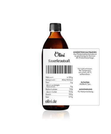 Olini Fermentation: 500ml White Cabbage Juice - Natural Probiotic Drink 100% Fresh Not Pasteurized Rich in Vitamin C No Preservatives - Buy Online on GoSupps.com