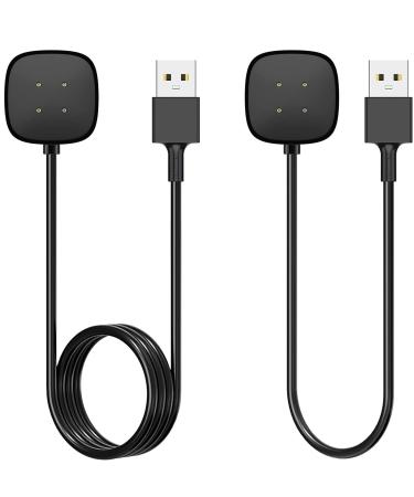 2-Pack Charger Cable Compatible with Fitbit Sense/Fitbit Versa 3, Replacement USB Charging Cradle Dock Stand Cable for Smart Watch Sense/Versa 3(3.3 ft/1.0ft) 3.3 ft/1.0 ft