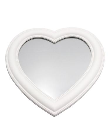 Eaoundm10.5 X 10.5 inchs Heart Makeup Mirror Wall Mirror Desktop Mirror Bedroom Mirror (White)