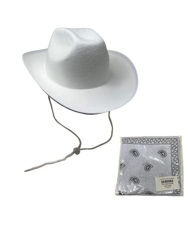 Cosmic Chameleon Western Cowboy Hat with Bandana White