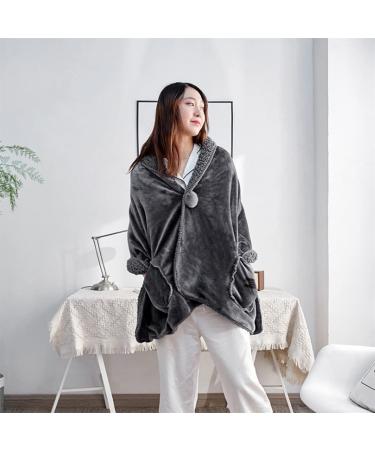 Mouske warm lap blankets plus velvet thickened women s fleece jacket with buttons super soft plus heelchair cover lightweight for patients Elders Cold Weather e