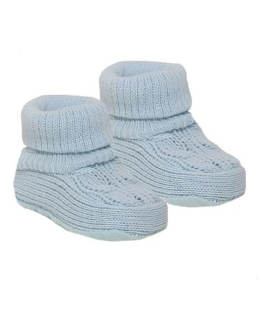 Soft Touch Royal Icon Newborn Baby Booties Baby Boys Girls Knitted Booties 1 Pair Plain Bootees NB-3 Months 1118 0 Months Sky Blue