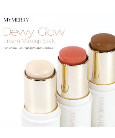 Trio Contour Sticks Set - Highlighter Bronzer & Blush for Natural Dewy Makeup | 45g/1.6fl.oz | Light Champagne Peach | Enhance Cheeks & Lips - Buy Online on GoSupps.com