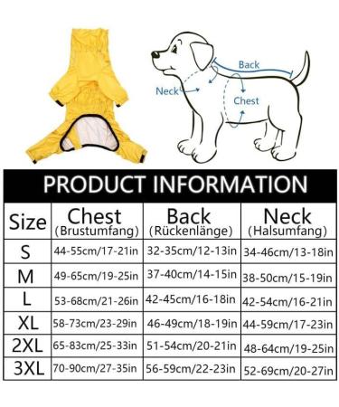 Geyecete Waterproof Dog Rain Coat - Reflective 4-Leg Jacket for Large Medium & Small Dogs - Yellow - XXXL/3XL - Buy Online on GoSupps.com