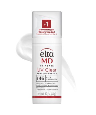 EltaMD UV Clear Face Sunscreen SPF 46 Oil Free for Face with Zinc Oxide Dermatologist Recommended Sunscreen Lotion For Acne-Prone Sensitive Skin 1.7 oz Pump