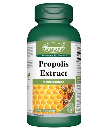 VORST Bee Propolis Extract 500mg 90 Capsules | Antioxidant Supplement for Common Colds & Flu and Boosting Immune System | Alternative to Liquide Tincture & Throat Spay | 1 Bottle 90 count (Pack of 1)