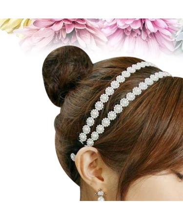 Double Row Flower Headband Pearl Headwear Elastic Hair Band Sunflower Hair Accessory - Buy Online on GoSupps.com