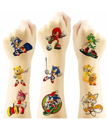 Sonic Temporary Tattoo Stickers for Kids  60PC Sonic Birthday Party Supplies Tattoos Sonic Party Favors Fake Tattoos Stickers Birthday Decorations Party Activities Reward Gifts(2x2)