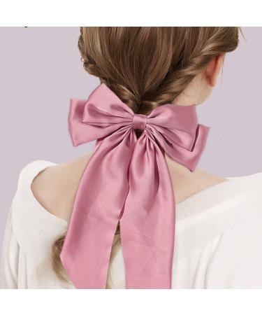 8Pcs Big Bow Hair Clips Set - Solid Color Large Hair Bow Pins for Women & Girls | French Barrettes with Long Satin Ribbon | Hair Accessories for Lolita Party | Mother's Day Gift - Buy Online on GoSupps.com