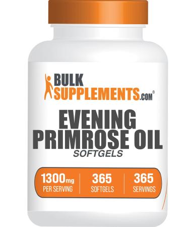 BulkSupplements.com Evening Primrose Oil Softgels - GLA Supplements Evening Primrose Oil 1300mg - Gluten Free 1 Softgel per Serving 365 Count (Pack of 1)