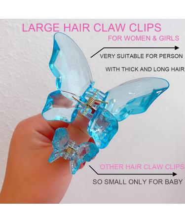 6-Piece Large Butterfly Hair Claw Clip Set - 3.4 inch Clear Jaw Clips for Thick Hair - Jumbo Claw Clip for Girls and Women - Crystal 6 - Buy Online on GoSupps.com