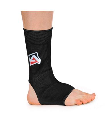 AQF MMA Ankle Support | Muay Thai Foot Brace Guard | Kickboxing Sprains Relief | Achilles Tendon Pain Protector | Elastic Compression Sleeve (Black M) - Buy Online on GoSupps.com