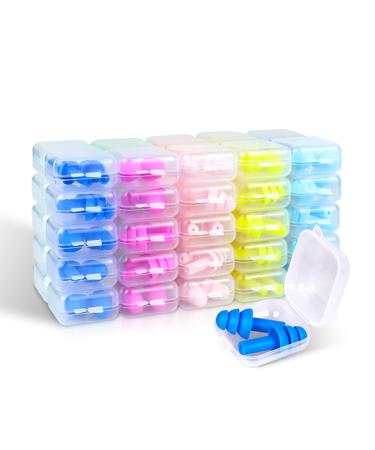 50 Pairs Ear Plugs for Sleeping Noise Cancelling  Reusable Silicone Sound Blocking Earplugs  Waterproof Noise Reduction Ear Plugs for Shooting  Swimming  Concerts  Snoring Multicolor(50 Pairs)