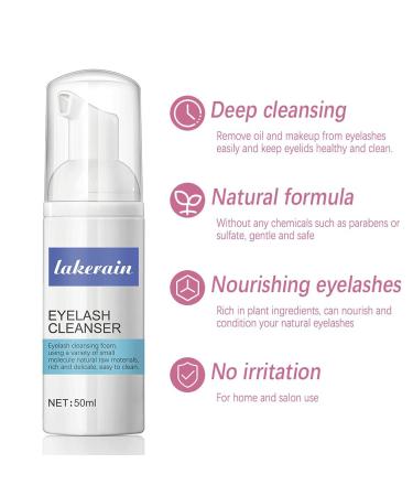 Natural Eyelash Extension Cleanser & Shampoo - Deep Cleansing Foam with Mascara Remover, 50ml - Nourishing Formula for Healthy Lashes - Buy Online on GoSupps.com