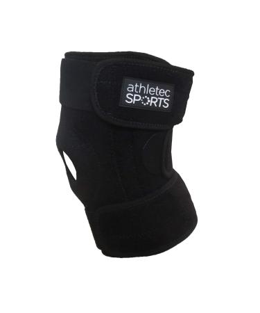 Athletec Sport Knee Support Open-Patella Stabilizer with Adjustable Strapping Helps Relieve ACL LCL MCL Meniscus Tear Arthritis and Tendonitis Pain - Size Small in Black (One Piece)